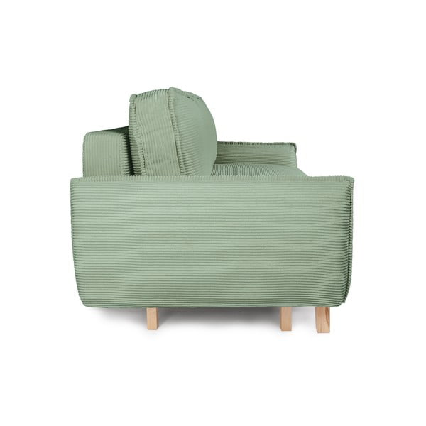 Canapea verde-deschis extensibilă cu tapițerie din catifea reiată  218 cm Tori – Bonami Selection-image-3