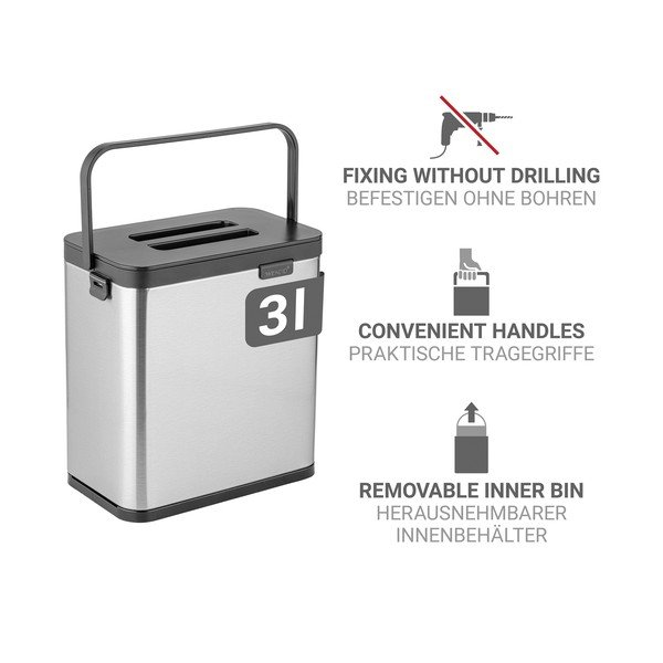 Recipient pentru deșeuri compostabile argintiu mat 3 l Colin – Wenko-image-4