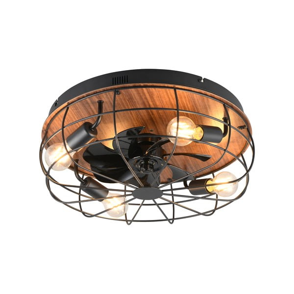Plafonieră negru-mat/maro cu control prin telecomandă, cu ventilator Trondheim – Trio-image-4