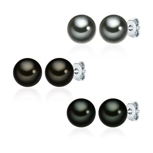 Set 3 perechi de cercei cu perle verzi Perldesse Muschel, ⌀ 8 mm