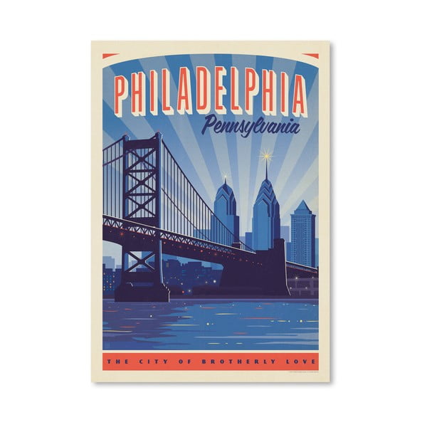 Poster Americanflat Philly Skyline, 42 x 30 cm