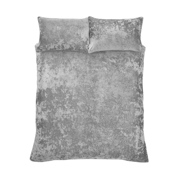 Lenjerie de pat gri din catifea pentru pat dublu-extinsă 230x220 cm Crushed – Catherine Lansfield