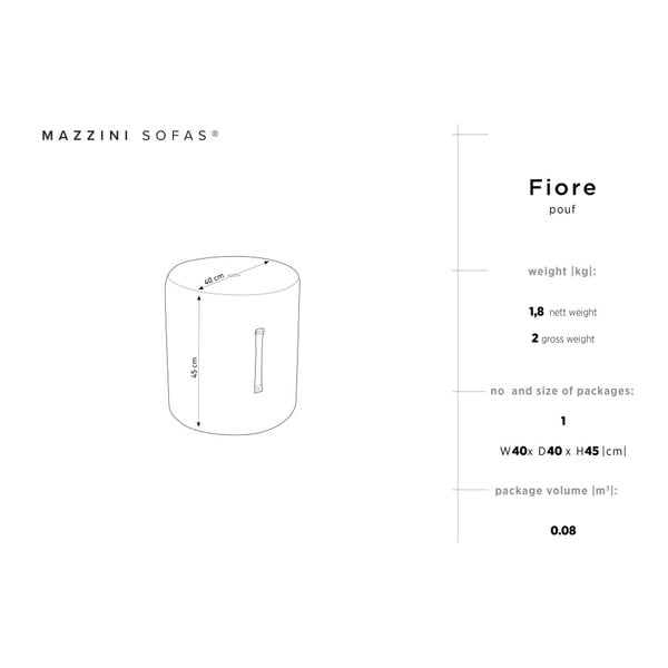 Puf Mazzini Sofas Fiore, ⌀ 40 cm, roșu-image-4