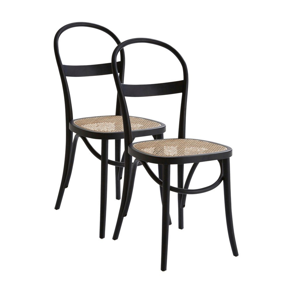 Scaune de dining negre 2 buc. din lemn de mesteacăn Rippats – Jotex