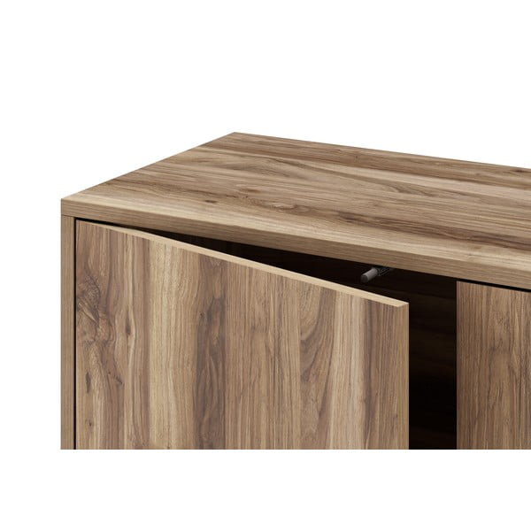 Comodă TV  roșu/ cu aspect de lemn de nuc 160x51 cm Laila – Marckeric-image-4