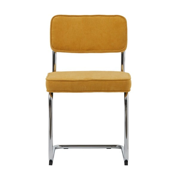 Scaun de dining galben din catifea reiată Rupert – Unique Furniture-image-3