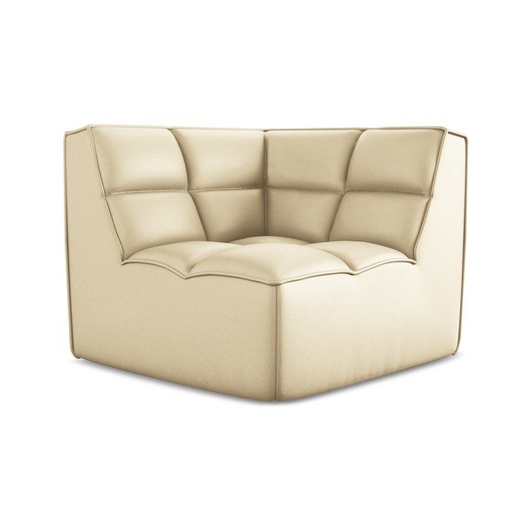 Modul pentru canapea modulară crem cu tapițerie din imitație de piele Kalai – Makamii-image-2