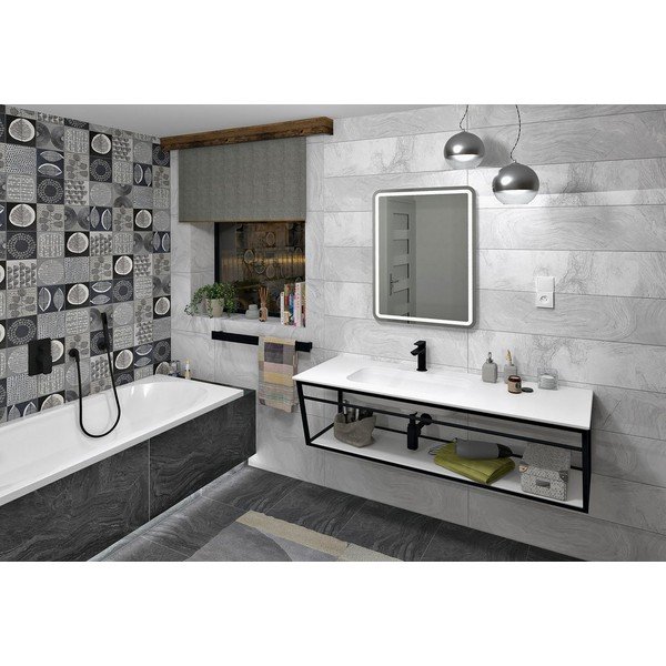 Suport pentru chiuvetă alb/negru suspendat din metal 218x40 cm Aruba – Sapho-image-1