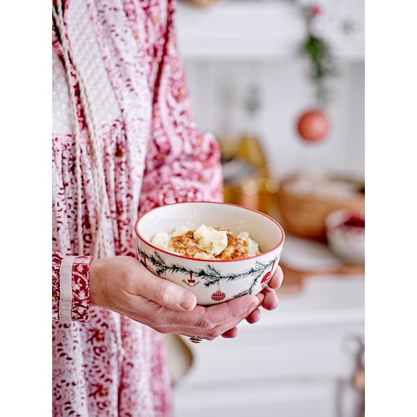 Boluri mici albe/verde 2 buc. din gresie 500 ml  cu model de Crăciun Yule – Bloomingville-image-2
