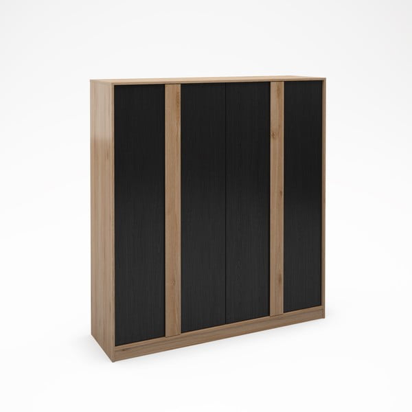 Șifonier negru/în culoare naturală cu aspect de lemn de stejar 180x197,5x53 cm Dennis – Marckeric-image-4