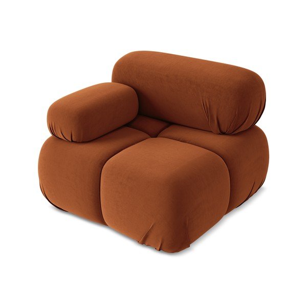 Modul pentru canapea modulară portocaliu cu tapițerie din catifea (cu colț pe partea stângă) Lokua – Makamii-image-2