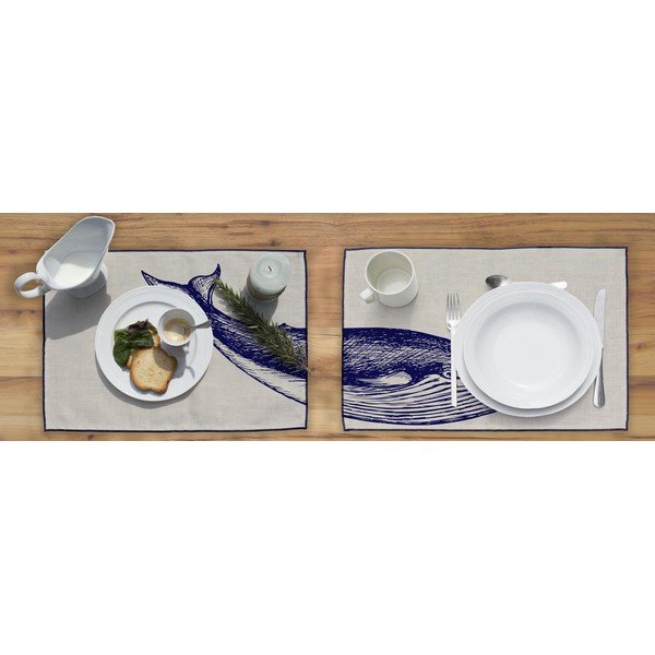 Set 2 suporturi textile pentru farfurii Madre Selva Blue Whale-image-1