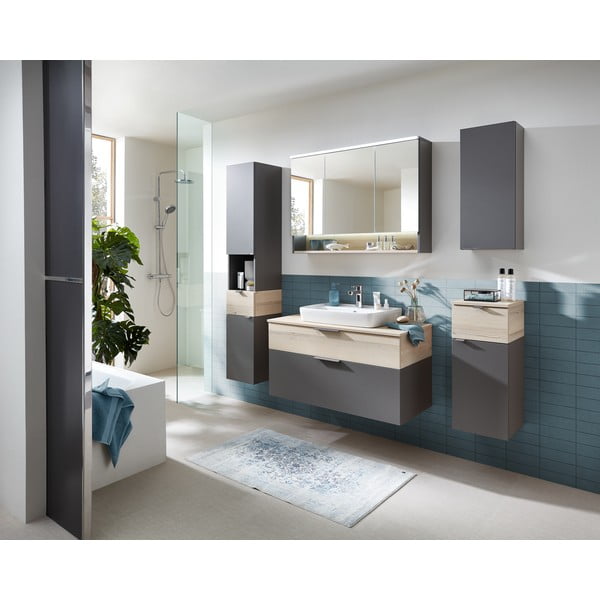 Dulap de baie gri-în culoare naturală jos/suspendat cu aspect de lemn de pin 72x30 cm Quickset 394 – Pelipal-image-3