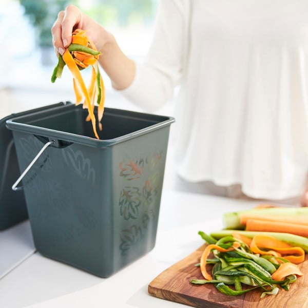 Container pentru deșeuri compostabil verde închis 7 l Greenlije - Rotho-image-1