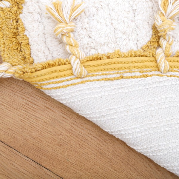 Covor din bumbac lucrat manual Nattiot Come, ø 120 cm, alb - galben-image-4