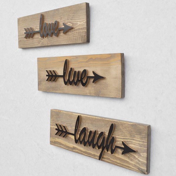 Set 3 decorațiuni din lemn pentru perete Black Love-image-3