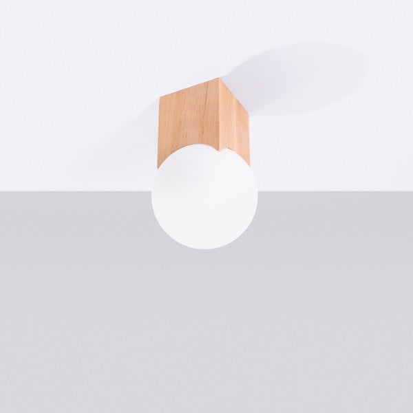 Plafonieră în culoare naturală cu abajur din sticlă 12x12 cm Rayer – Sollux-image-3