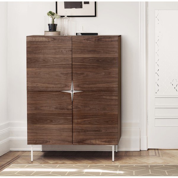 Servantă cu decor din lemn de nuc Woodman Flop, 100 x 140 cm, maro-image-1