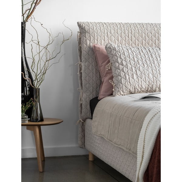 Pat bej tapițat de o persoană și somieră 90x200 cm Sleepy Luna – Miuform-image-4