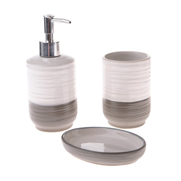 Set de accesorii de baie alb/gri din ceramică – Dakls