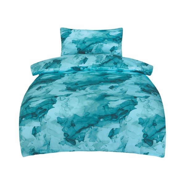 Lenjerie de pat turcoaz din bumbac satinat pentru pat de o persoană 140x200 cm Deluxe Minerals – My House