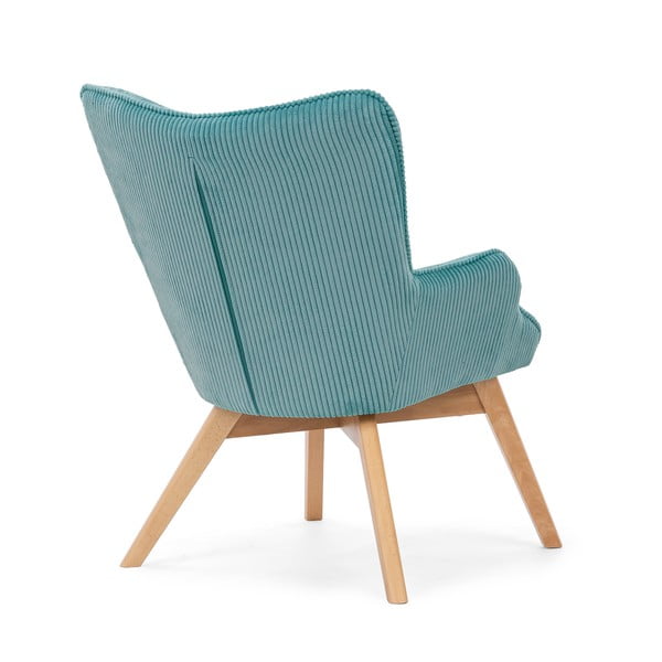 Fotoliu turcoaz cu tapițerie din catifea reiată Niko – Ropez-image-3