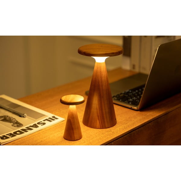 Veioză în culoare naturală LED cu abajur din lemn (înălțime 14 cm) Sylva – Gingko-image-1