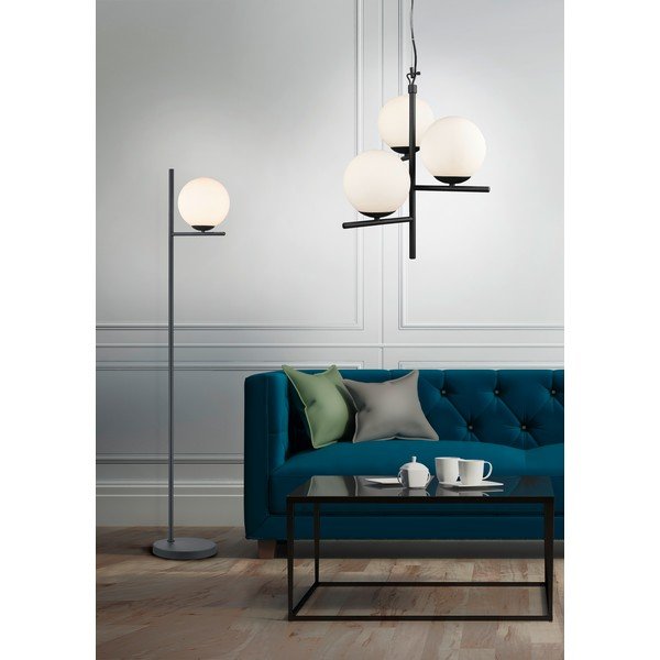 Lustră negru-mat cu abajur din sticlă ø 40 cm Pure – Trio-image-4