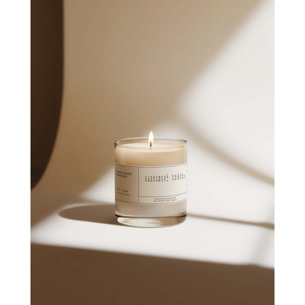 Lumânare parfumată din ceară de soia timp de ardere 40 h #69 Lemongrass, Bergamot, Sandalwood – Perfumed Prague