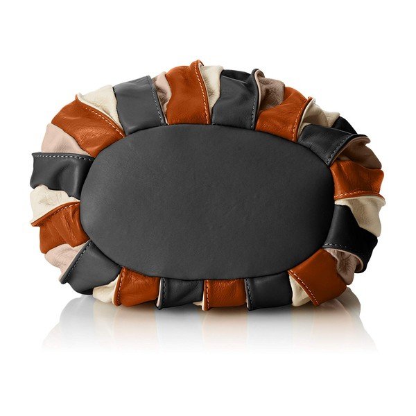 Geantă din piele Chicca Borse Jenn, maro caramel-negru-image-3