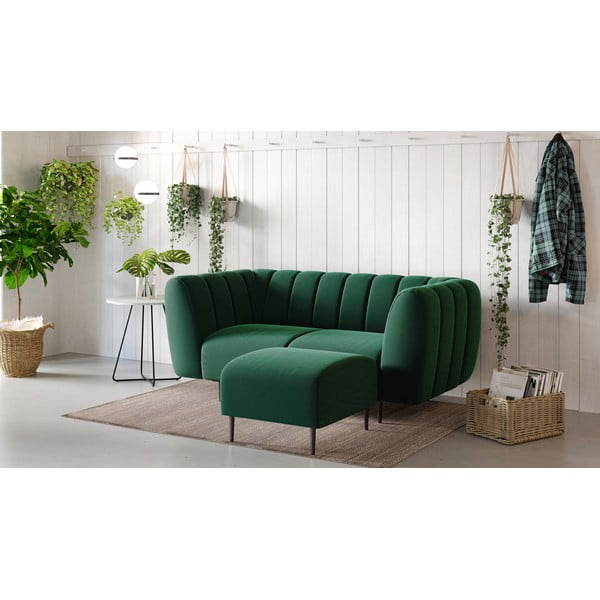 Taburet cu tapițerie din catifea Ghado Shel, verde închis-image-1