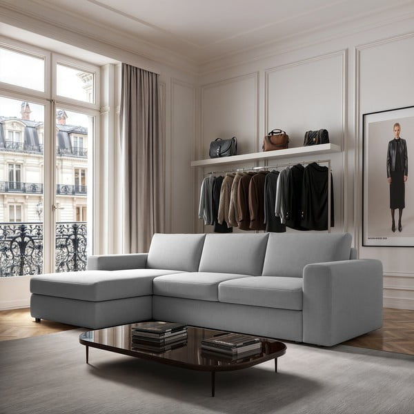 Colțar gri deschis (cu colț pe partea stângă, cu șezlong) Baga – Rodier-image-1