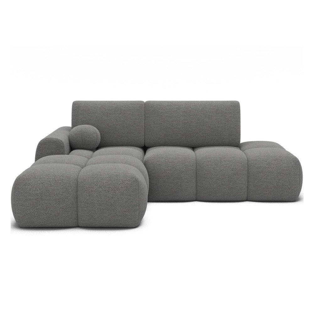 Colțar gri extensibil/cu spațiu de depozitare cu tapițerie din țesătură bouclé (cu colț pe partea stângă/cu șezlong) Vittario – ELTAP
