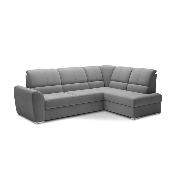 Colțar gri extensibil/cu spațiu de depozitare cu tapițerie din catifea (cu colț pe partea dreaptă/în formă de ”L”) Siber – ELTAP-image-2