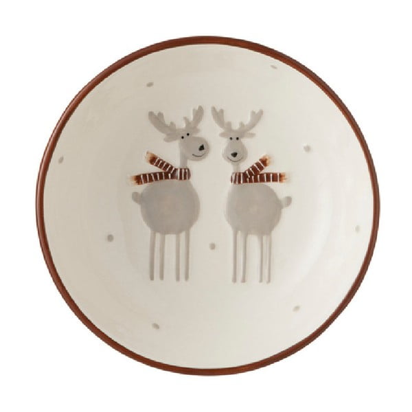 Bol din ceramică J-Line Reindeers, ⌀ 17 cm