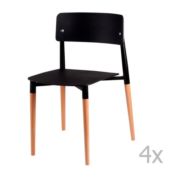 Set 4 scaune cu picioare din lemn sømcasa Claire, negru