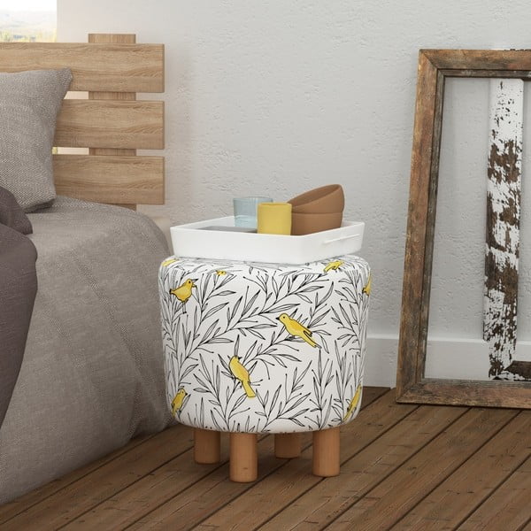 Taburet cu picioare din lemn Cono Canaro, ⌀ 41 cm-image-3