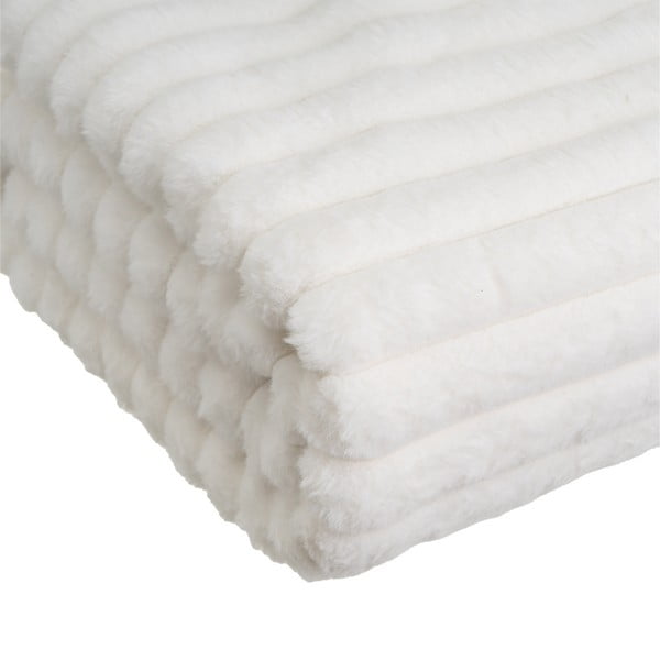 Pătură albă din micropluș-cocolino 130x160 cm Fur Velvet – Casa Selección-image-3