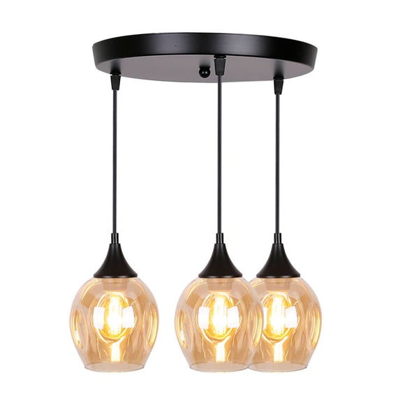 Lustră neagră cu abajur din sticlă Aspa – Candellux Lighting-image-4