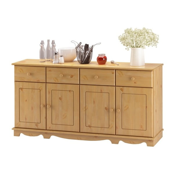 Dulap din lemn de pin pentru veselă, cu 4 uși, Støraa Cheryl-image-3