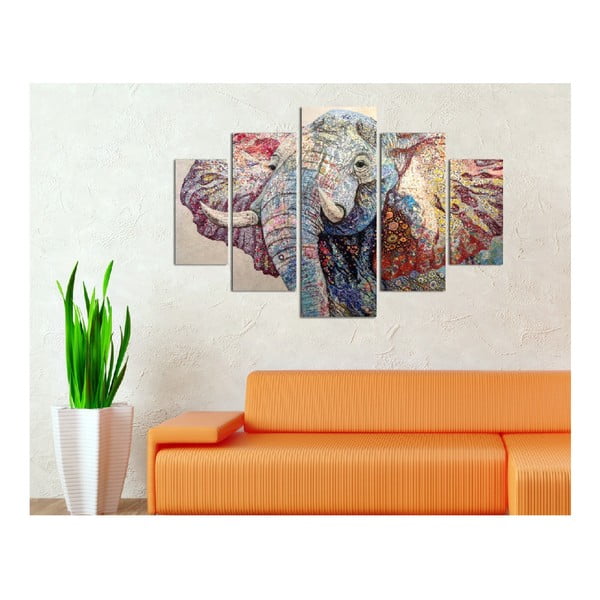 Tablou din 5 piese Elephant-image-1