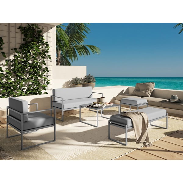 Masă adecvată pentru exterior, în decor de beton Calme Jardin, lungime 60 cm, gri - gri-image-1