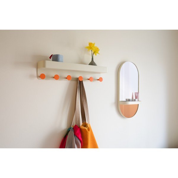 Oglindă de perete cu raft Remember Taupe, portocaliu-image-1