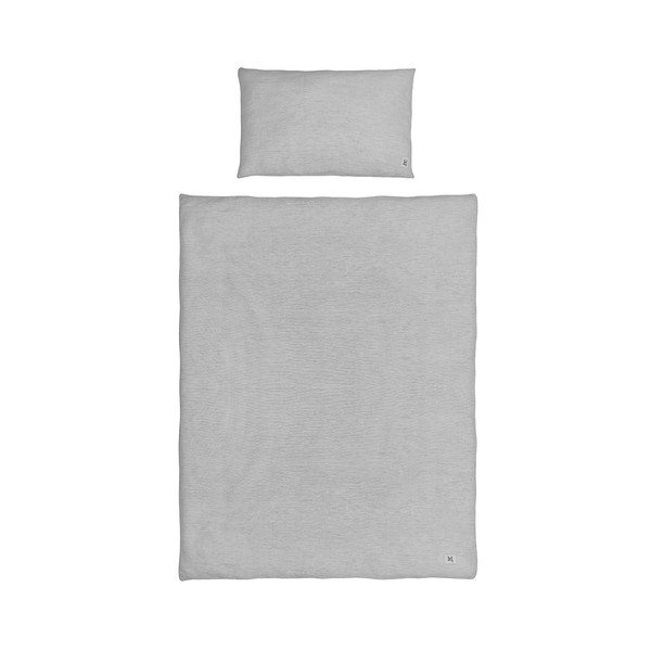 Lenjerie de pat din in pentru copii BELLAMY Stripes, 140 x 200 cm, gri