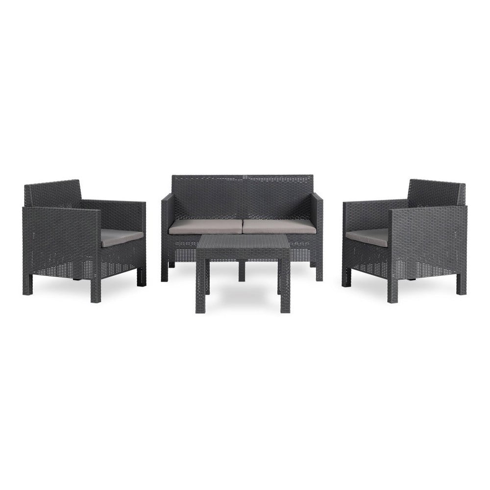 Set mobilier de grădină gri închis din plastic pentru 4 persoane Penelope – Toomax
