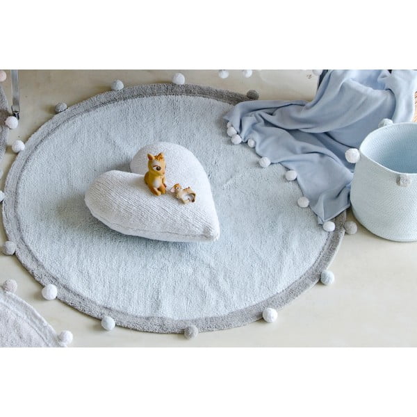 Covor pentru copii albastru deschis lavabil/țesut manual din bumbac ø120 cm Bubbly – Lorena Canals-image-1