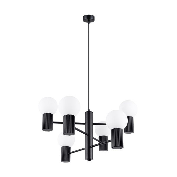 Lustră neagră cu abajur din sticlă Orbital – Sollux