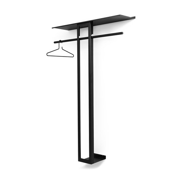 Cuier de perete negru cu raft din oțel 100 cm Luno Large – Spinder Design-image-3