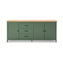 Comodă verde/în culoare naturală joasă din lemn masiv de pin 190x80 cm Miranda – Marckeric