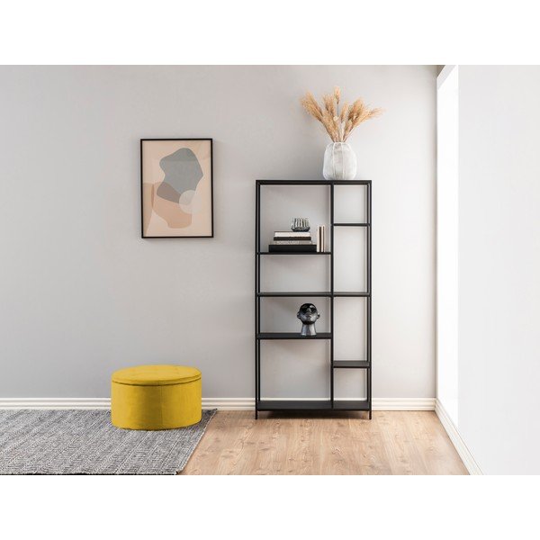 Puf cu husă din catifea Actona Retina, ⌀ 60 cm, galben-image-1